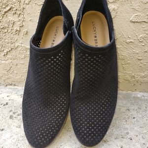 Black leather/suede Lucky Brand booties